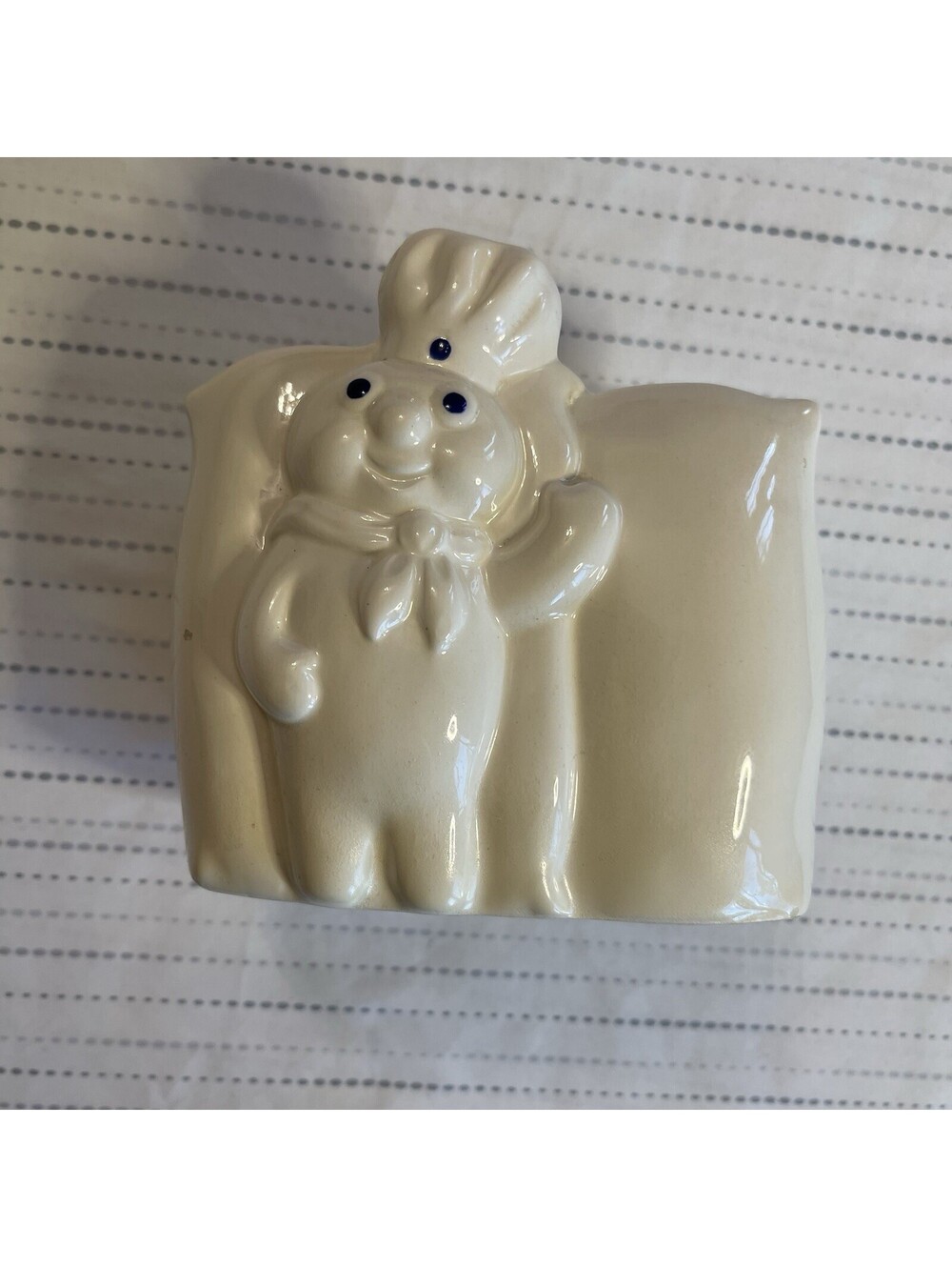 Vintage 1988 Pillsbury Doughboy Ceramic Napkin Holder Double Flour SMALL CHIP